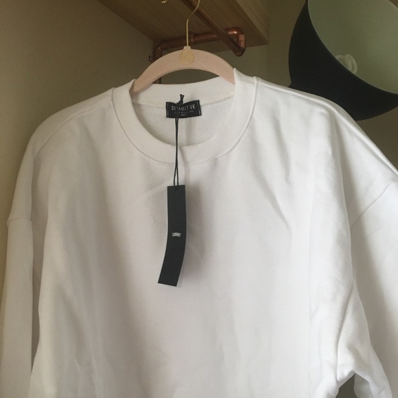White Oversized Crewneck Sweatshirt - Picture 1 of 4